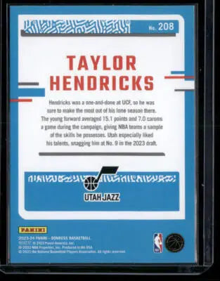 2023-24 Panini Donruss Taylor Hendricks #208 Rated Rookie Basketball - Basketball Card Single