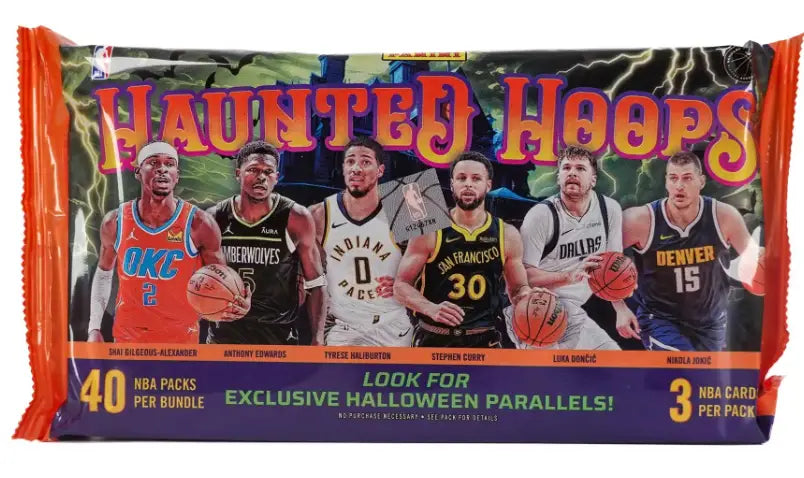 Sealed Haunted Hoops Halloween Treat Bundle with NBA basketball cards featuring rising stars