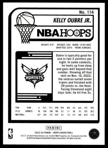 Basketball card featuring Kelly Oubre Jr. from Panini Hoops 2023-24 with original gloss