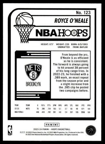 Original gloss Royce O’Neale NBA Hoops basketball card from Panini Hoops 2023-24