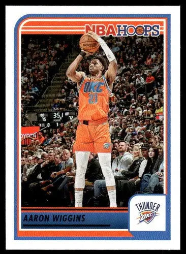 Original gloss Panini Hoops Aaron Wiggins basketball card from 2023-24 Thunder collection