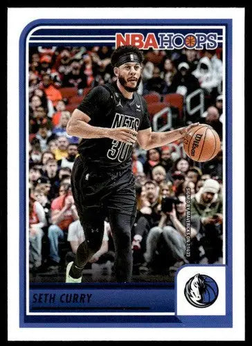 Original gloss Panini Hoops Seth Curry basketball card from 2023-24 Mavericks set