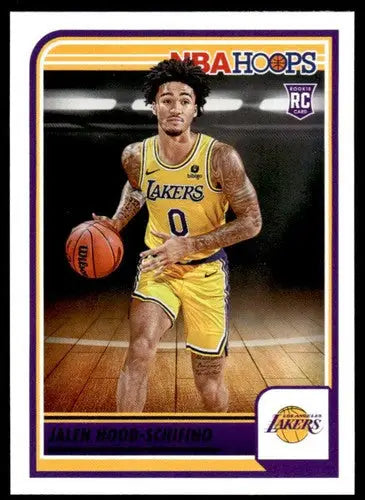 NBA Hoops rookie card featuring Jalen Hood-Schifino Lakers from Panini Hoops 2023-24
