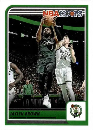 Original gloss Panini Hoops Jaylen Brown basketball card from 2023-24 Celtics collection