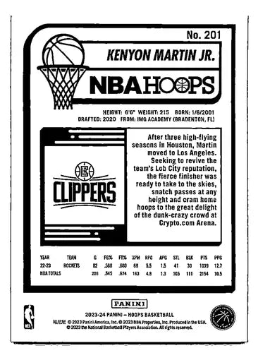 Kenyon Martin Jr NBA Hoops basketball card with original gloss from Panini Hoops Blue series