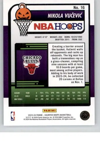 Original gloss Panini Hoops Haunted Nikola Vucevic NBA trading card for 2023-24 season