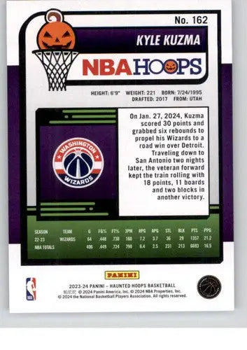 2023-24 Panini Hoops Haunted Kyle Kuzma basketball card Wizards ID 74941