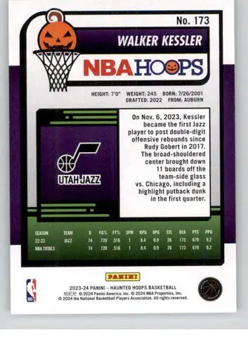 Panini Hoops Haunted Walker Kessler basketball card from 2023-24 Panini Hoops Haunted series