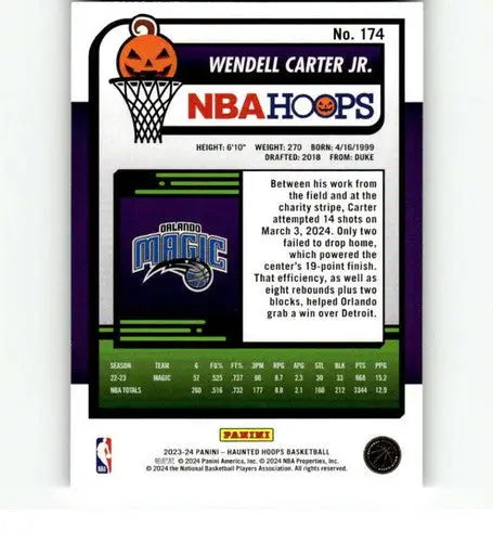 Wendell Carter Jr. basketball card from Panini Hoops Haunted 2023-24 Magic ID 74945