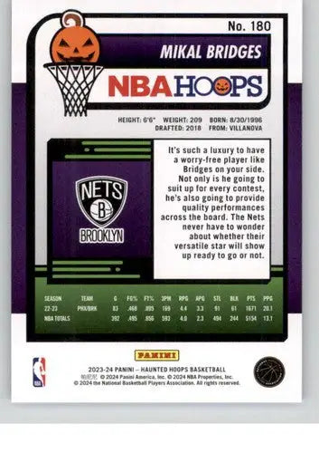 Panini Hoops Haunted basketball trading card featuring Mikal Bridges Nets 2023-24