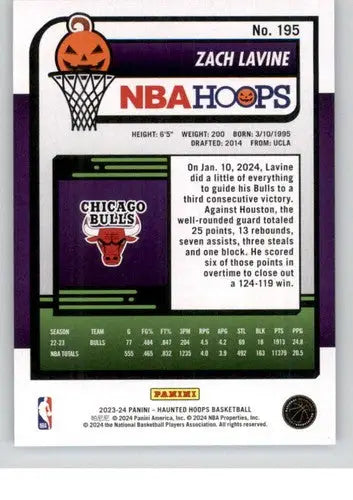 Original gloss Basketball trading card from 2023-24 Panini Hoops Haunted featuring Zach LaVine