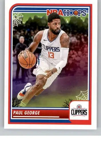 Original gloss Panini Hoops Haunted Paul George basketball trading card for 2023-24 Panini Hoops