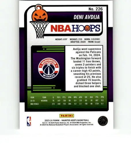 2023-24 Panini Hoops Haunted #226 Deni Avdija NM-MT Wizards ID:74956 - Basketball Card Single