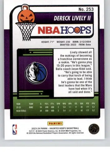 Original gloss Panini Hoops Haunted Dereck Lively II basketball card NM-MT Mavericks