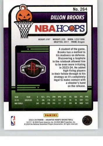 Original gloss Dillon Brooks basketball card from Panini Hoops Haunted 2023-24 series