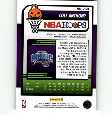 Panini Hoops Haunted 2023-24 Cole Anthony Magic basketball card NM-MT