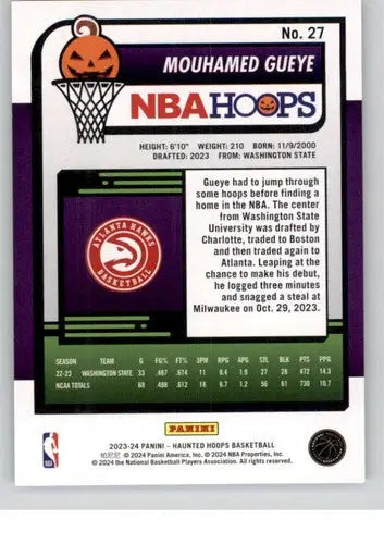 Basketball trading card featuring Mouhamed Gueye from Panini Hoops Haunted 2023-24