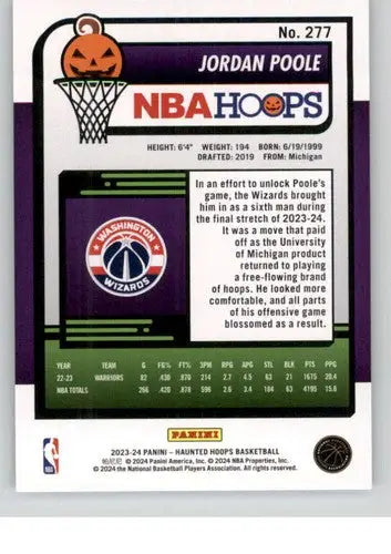 Jordan Poole basketball card from Panini Hoops Haunted 2023-24 Wizards collection