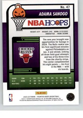 Basketball trading card featuring Adama Sanogo from Panini Hoops Haunted 2023-24