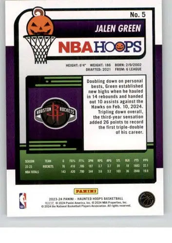 Panini Hoops Haunted Jalen Green NBA trading card from 2023-24 Panini Hoops Haunted series
