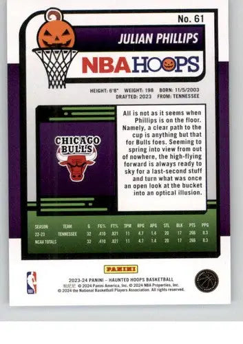 2023-24 Panini Hoops Haunted #61 Julian Phillips NM-MT Bulls ID:74912 - Basketball Card Single