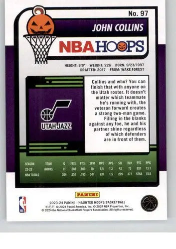 Original gloss Panini Hoops Haunted John Collins NBA trading card 2023-24 Panini Hoops