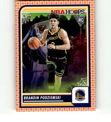 Basketball card of Brandin Podziemski from Panini Hoops Haunted Orange set