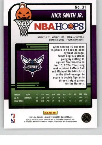 Original gloss Panini Hoops Haunted Hoops Haunted Orange Nick Smith Jr. trading card