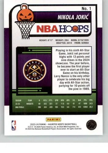 2023-24 Panini Hoops Haunted Slime #1 Nikola Jokic NM-MT Nuggets ID:74890 - Basketball Card Single