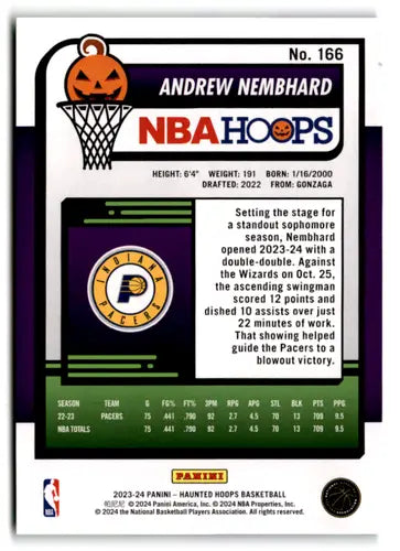 Andrew Nembhard basketball card from Panini Hoops Haunted Slime 2023-24 product