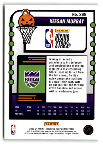 Original gloss Keegan Murray basketball card from Panini Hoops Haunted Slime series