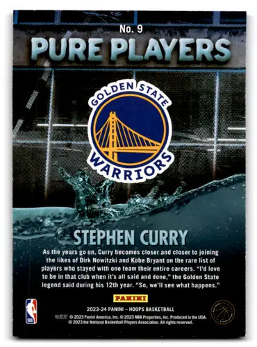 Stephen Curry basketball card from Panini Hoops Pure Players series with original gloss