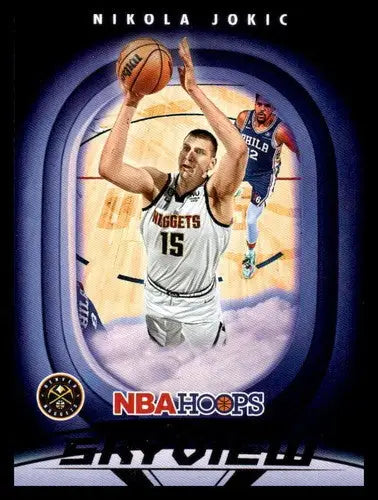 Original gloss of Nikola Jokic basketball card from Panini Hoops Skyview 2023-24