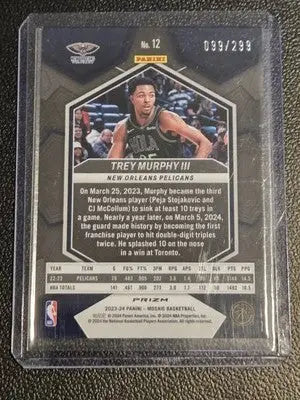 2023-24 Panini Mosaic #12 Trey Murphy III Red Seismic #/299 - Basketball Card Single