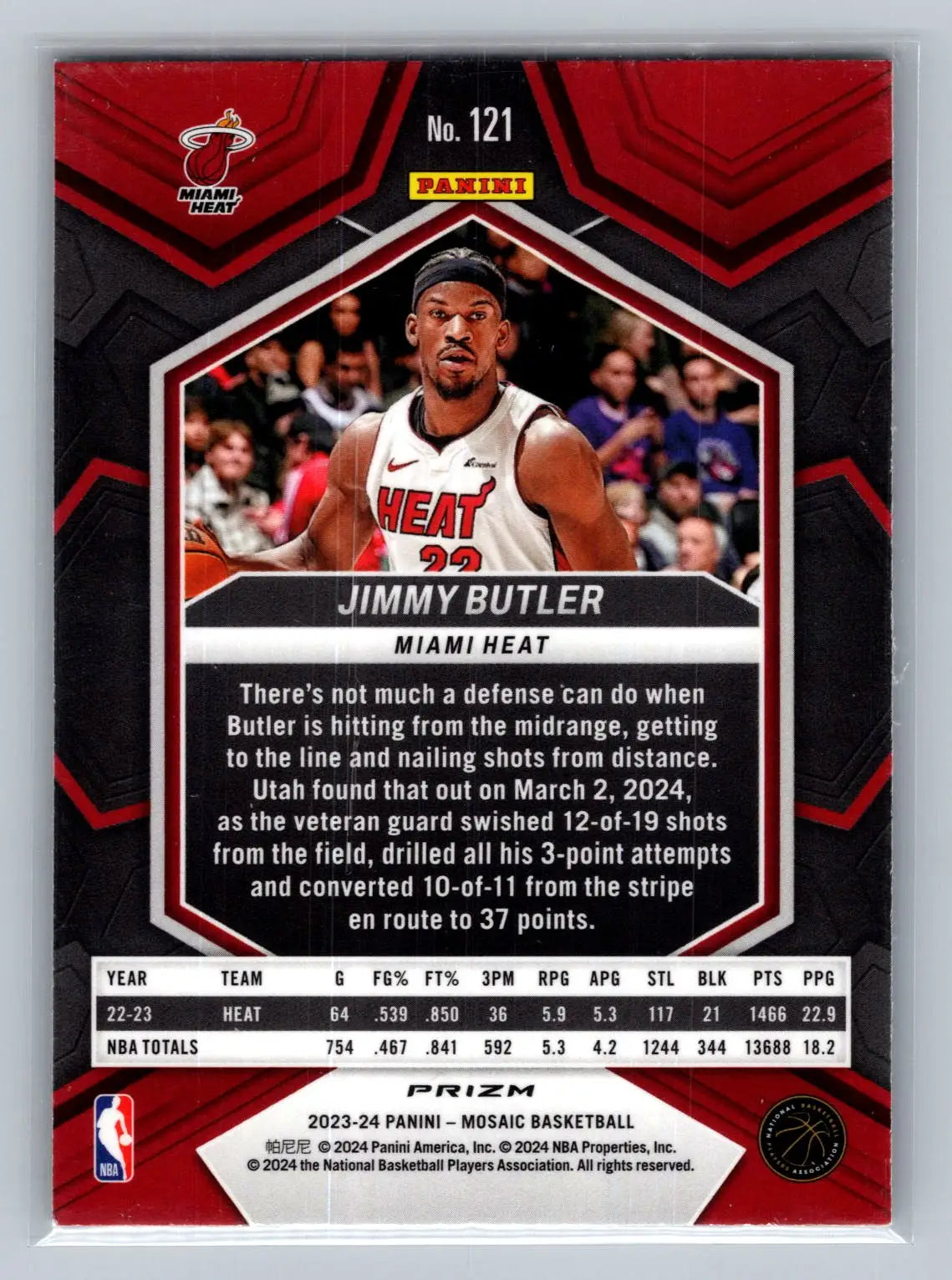2023-24 Panini Mosaic #121 Jimmy Butler Silver Miami Heat - Basketball Card Single