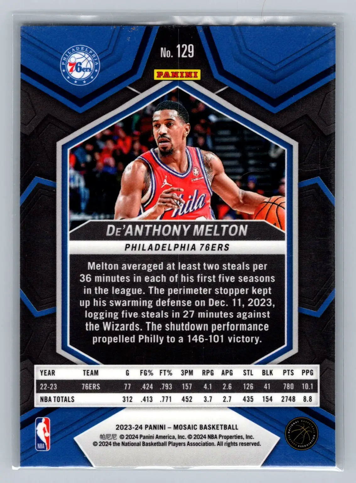 2023-24 Panini Mosaic #129 De’Anthony Melton Philadelphia 76ers - Basketball Card Single