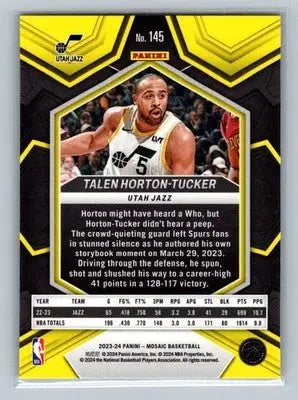 2023-24 Panini Mosaic #145 Talen Horton-Tucker Utah Jazz - Basketball Card Single
