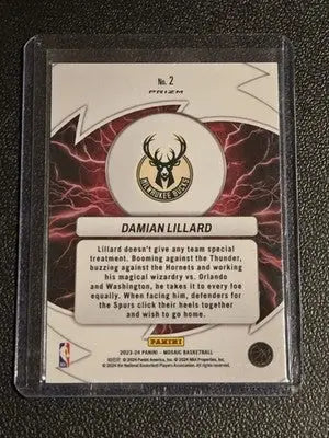 2023-24 Panini Mosaic #2 Damian Lillard Thunder Road Mosaic - Basketball Card Single