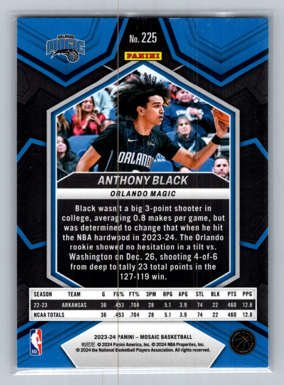 2023-24 Panini Mosaic #225 Anthony Black Orlando Magic Rookie - Basketball Card Single
