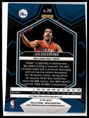 2023-24 Panini Mosaic #292 Julius Erving Mosaic - Basketball Card Single