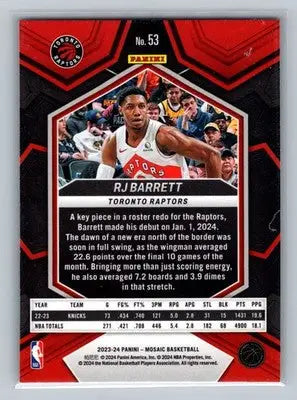 2023-24 Panini Mosaic #53 RJ Barrett Toronto Raptors - Basketball Card Single