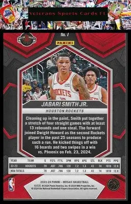 2023-24 Panini Mosaic #7 Jabari Smith Jr. - Basketball Card Single