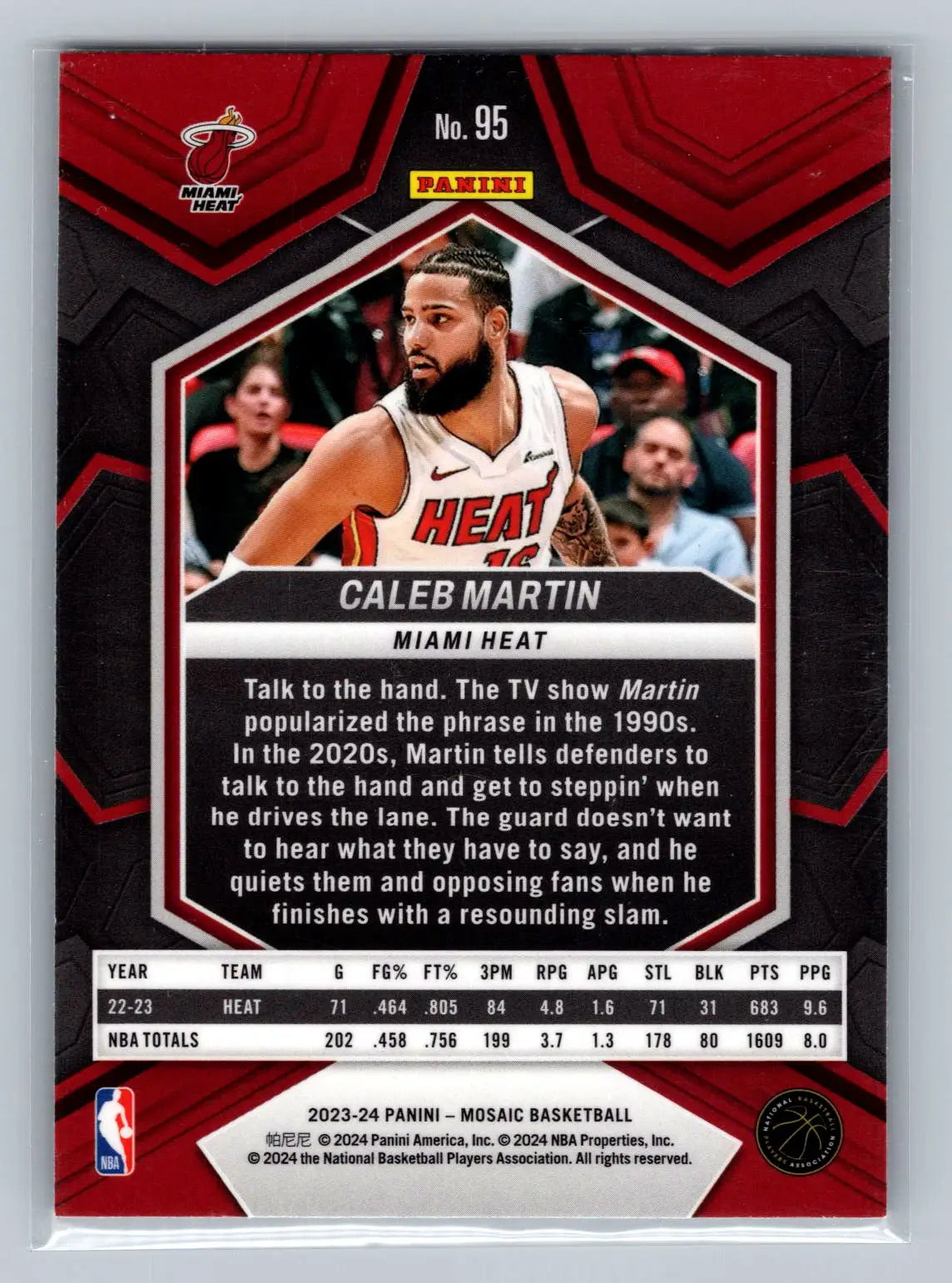 2023-24 Panini Mosaic #95 Caleb Martin Miami Heat - Basketball Card Single