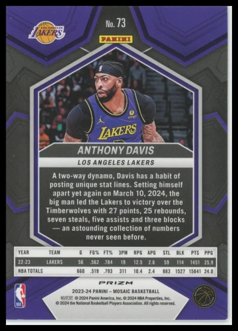 2023-24 Panini Mosaic - Anthony Davis #73 Green Mosaic Prizm