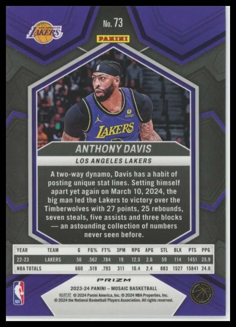 2023-24 Panini Mosaic - Anthony Davis #73 Silver Prizm