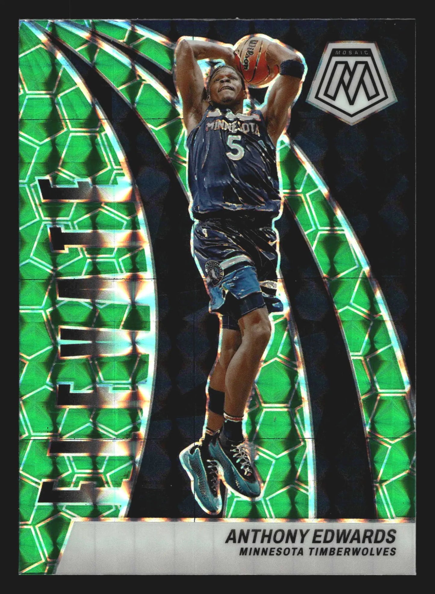 2023-24 Panini Mosaic Anthony Edwards #19 Elevate Green Mosaic Prizm - Basketball Card Single