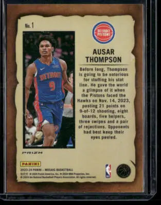 2023-24 Panini Mosaic Ausar Thompson #1 Notoriety Prizm RC Basketball - Basketball Card Single