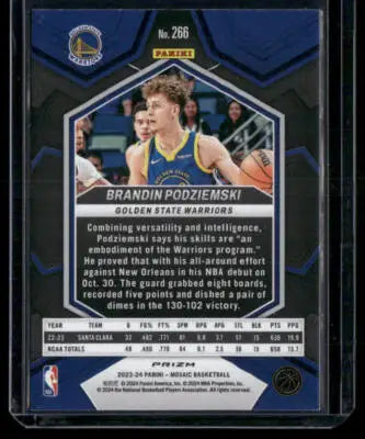 2023-24 Panini Mosaic Basketball Brandin Podziemski #266 NBA Debut RC - Basketball Card Single