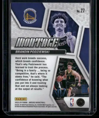 2023-24 Panini Mosaic Brandin Podziemski #27 Montage RC Basketball - Basketball Card Single