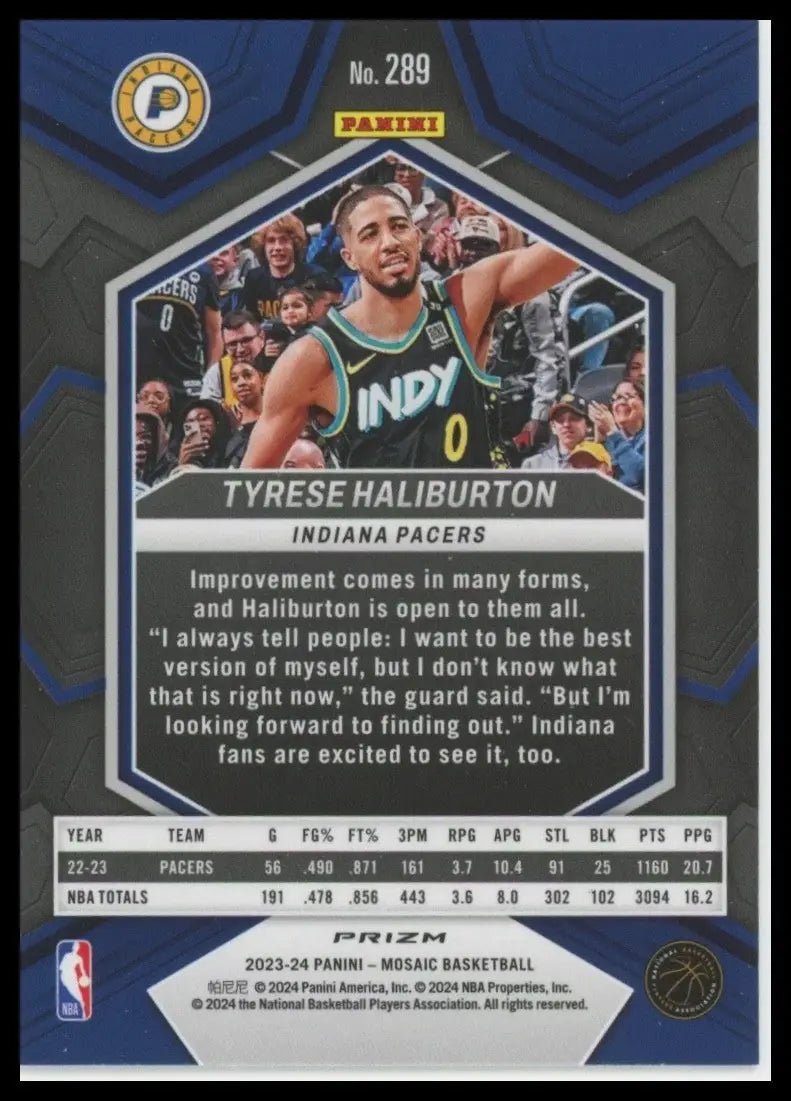 2023-24 Panini Mosaic - City Edition Tyrese Haliburton #289 Reactive Yellow...